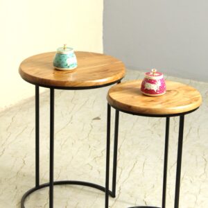 [MIS-005] Round Iron Side Table (Set of 2) | Buy Side Tables | Set Of 2 Tables | Home Decor Items | Interior Decoration | Krimadh Prodcuts | Round Tables | Premium Tables - L