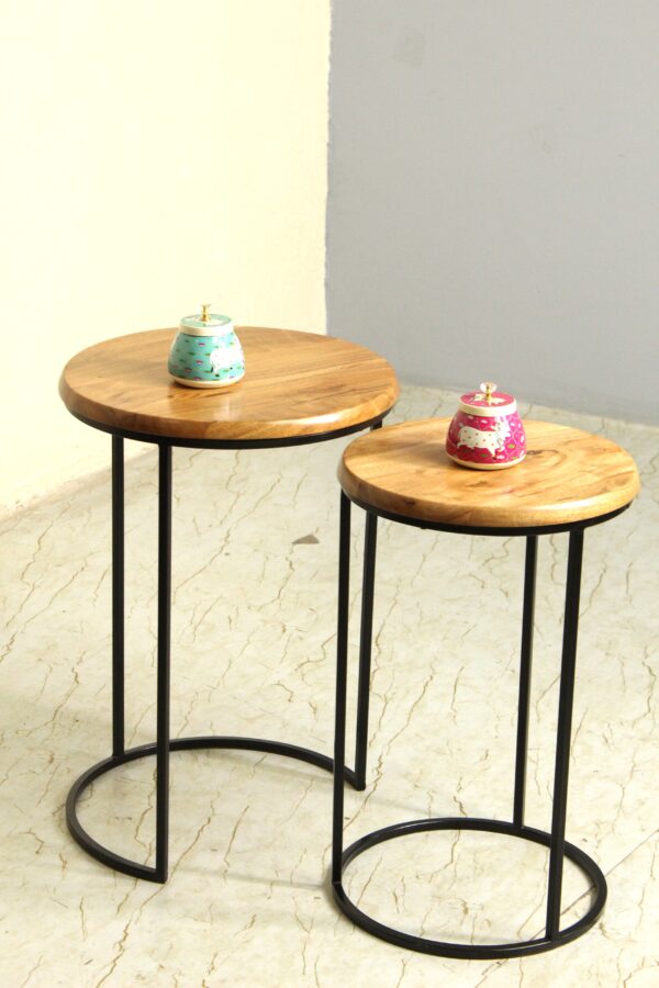 [MIS-005] Round Iron Side Table (Set of 2) | Buy Side Tables | Set Of 2 Tables | Home Decor Items | Interior Decoration | Krimadh Prodcuts | Round Tables | Premium Tables