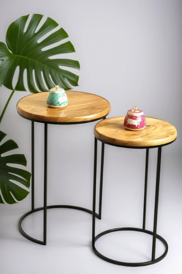 [MIS-005] Round Iron Side Table (Set of 2) | Buy Side Tables | Set Of 2 Tables | Home Decor Items | Interior Decoration | Krimadh Prodcuts | Round Tables | Premium Tables