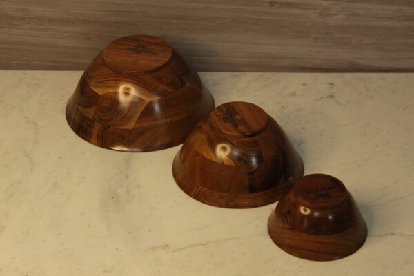 SET OF 3 SERVING WOODEN BOWL | KITCHEN ACCESSORIES | WOODEN BOWL | KITCHEN BOWLS | PREMIUM WOODEN BOWLS | KRIMADH PRODUCTS | WOODEN PRODUCT