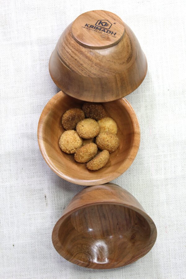SET OF 3 SERVING BOWL BROWN | WOODEN BOWL | KITCHEN APPLIANCES | SERVING BOWL | MANGIFERA INDICA SERVING BOWL | KRIMADH PRODUCTS | KITCHEN APPLIANCES