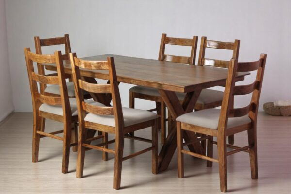 6 SEATER X SHAPED ELEGANT DINING TABLE | DINING TABLE | BUY DINNER TABLE | PREMIUM WOODEN TABLE | KRIMADH PRODUCTS