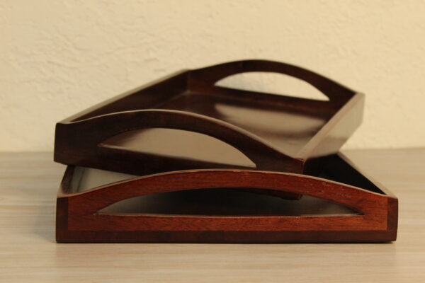 KRIMADH SET OF 2 HANDCRAFTED DESIGNER CANDLE HOLDERS | MANGO WOOD (MANGIFERA INDICA) | BROWN FINISH