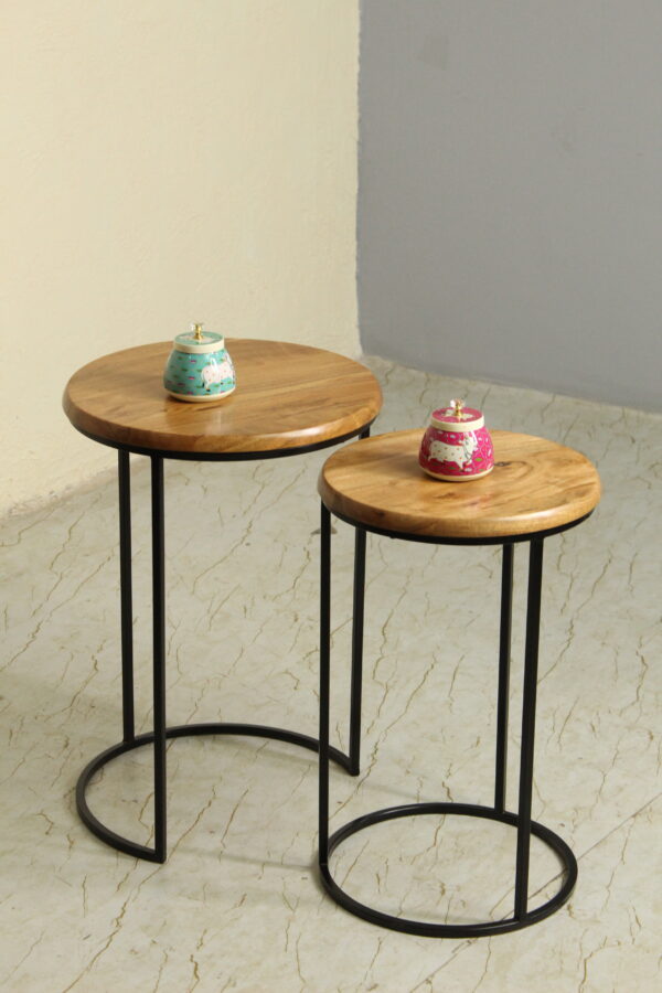 [MIS-005] Round Iron Side Table (Set of 2) | Buy Side Tables | Set Of 2 Tables | Home Decor Items | Interior Decoration | Krimadh Prodcuts | Round Tables | Premium Tables