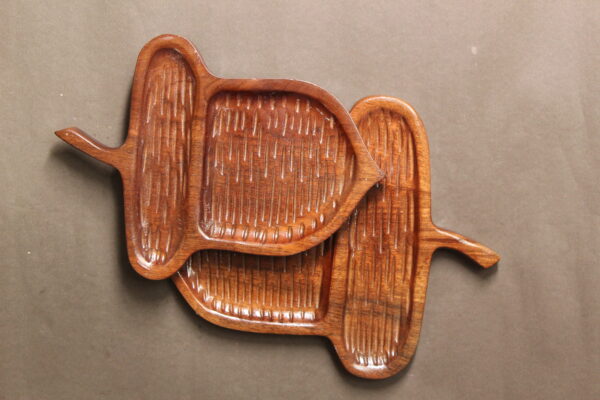 Wooden Acorn Platter Set of 2 | Natural Brown Finish | Handcrafted & Food-Safe