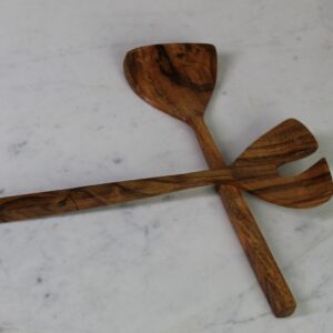 Wooden Kitchen Spoon & Server Set of 2 | Acacia Wood | Natural Finish | 10 inch