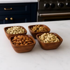 Wooden Salad Bowl Set of 2 | Acacia Wood | Natural Finish | Durable & Food-Safe