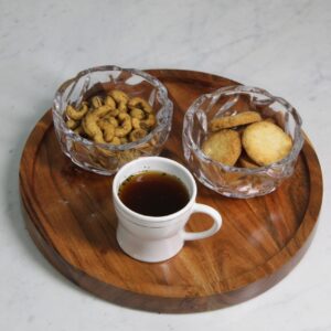 Round Wooden Serving Tray | Natural Brown Finish | Durable & Food-Safe