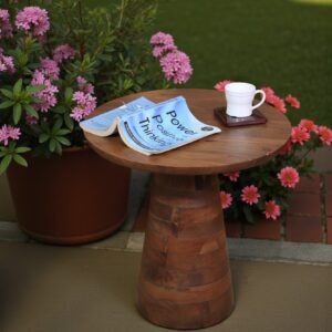 [ MIS-021 ] Solid wood Round Side Table | Krimadh Home Decor