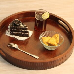 [ MIK -005 ] |SET OF 2 PREMIUM CLASS ROUND CARVED TRAY | WOODEN TRAYS | ROUND TRAYS | KITCHEN APPLIANCES | KRIMADH PRODUCTS | HOME DECOR
